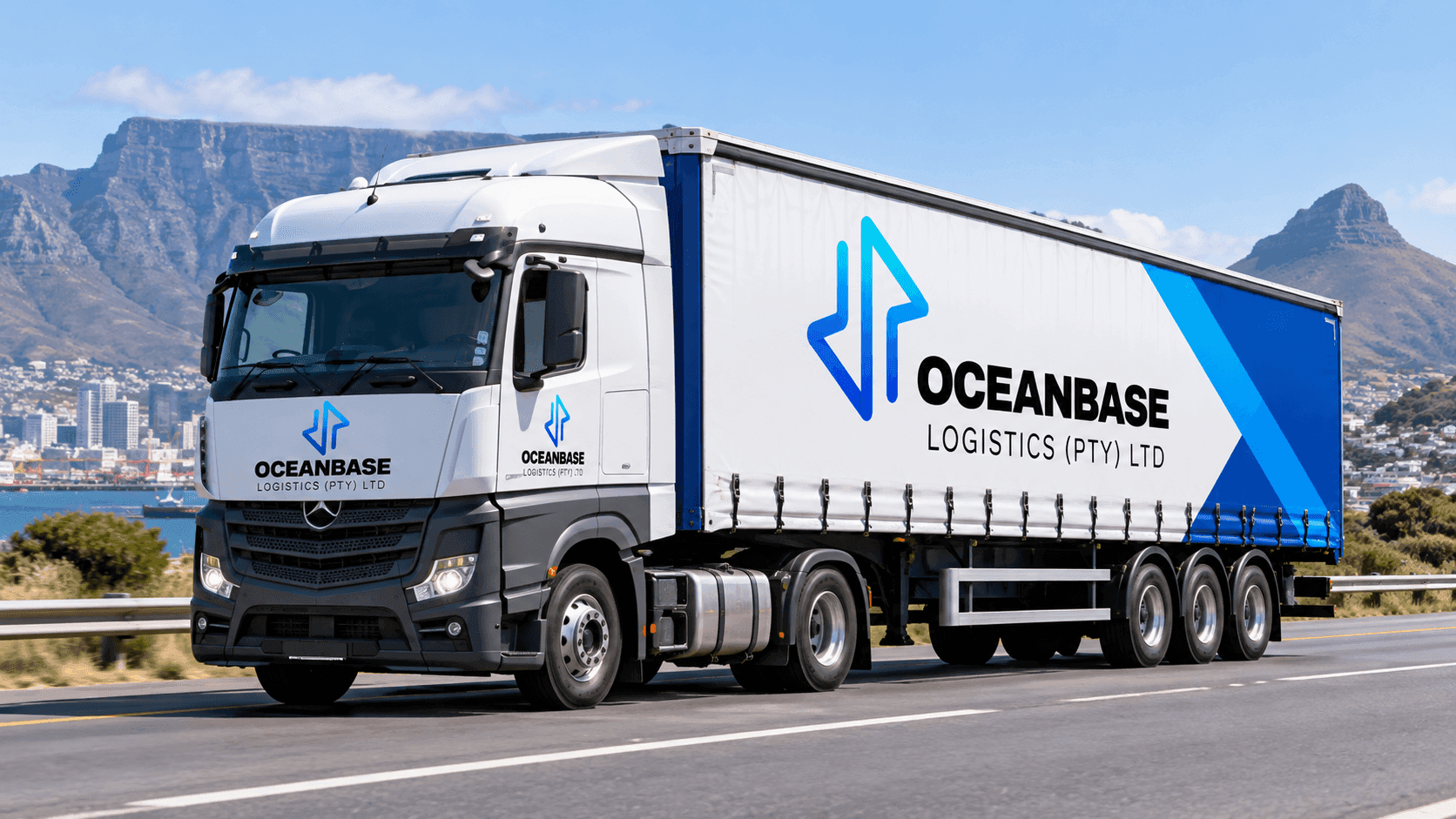 Oceanbase truck and trailer on the road