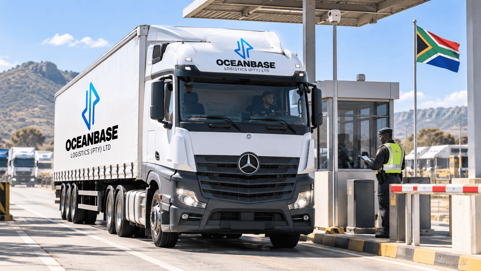 Freight truck approaching a border post