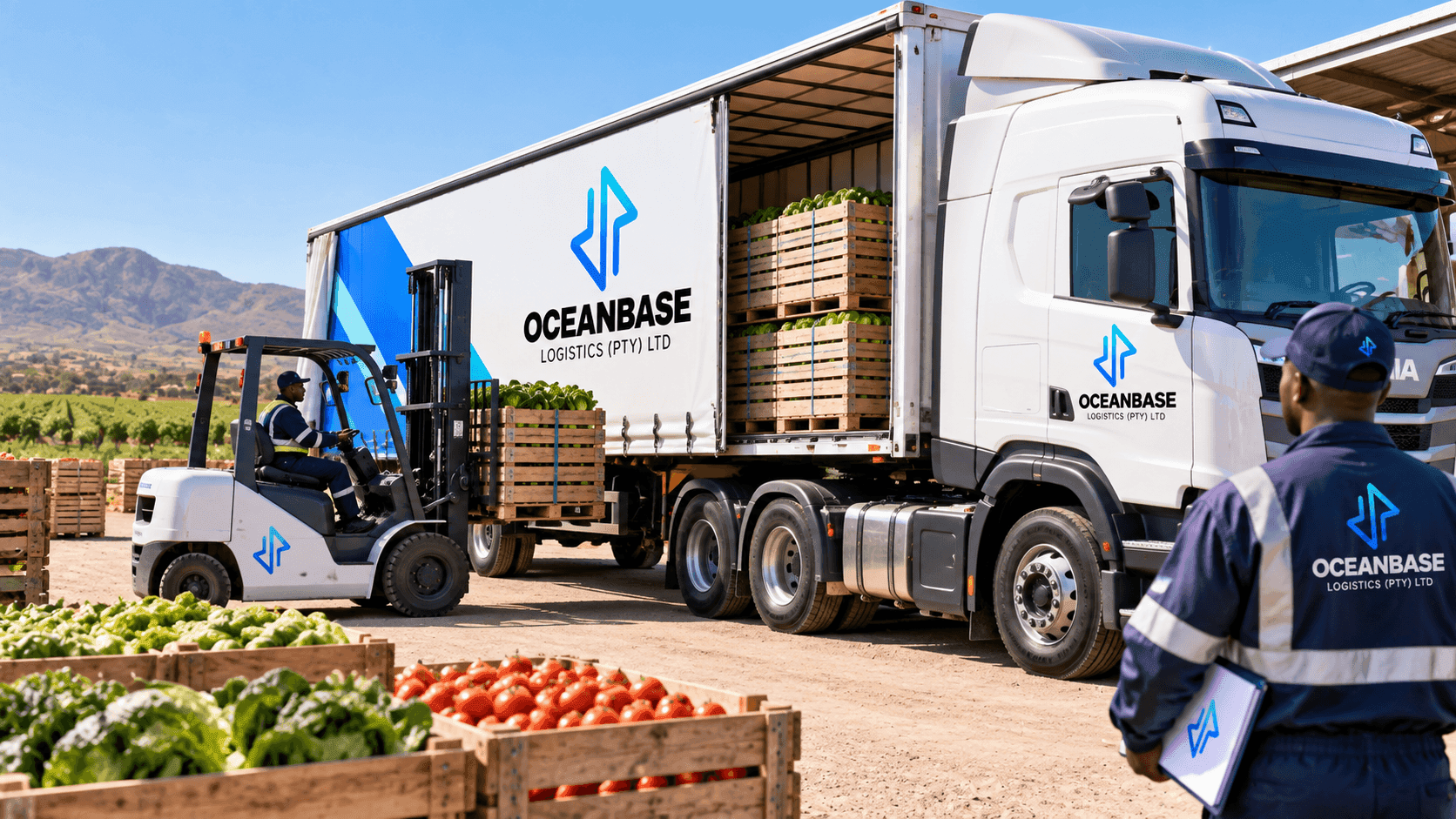 Agricultural produce loaded on a truck at a farm