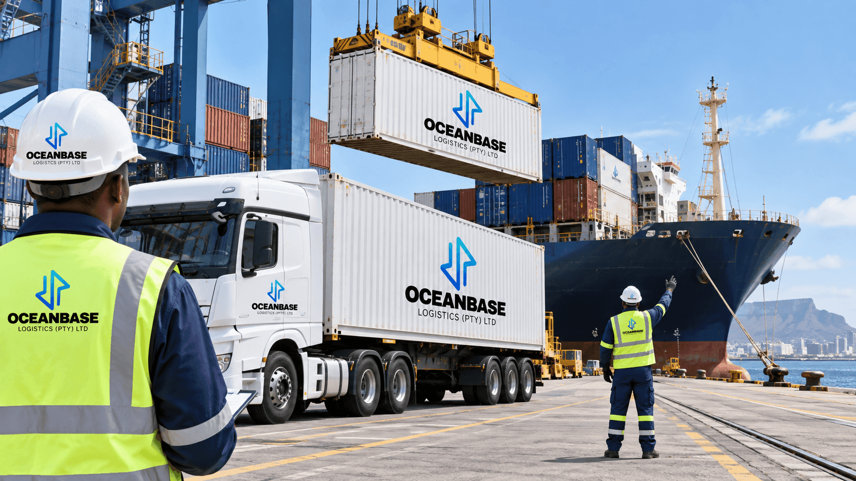 Import and export containers at a port terminal
