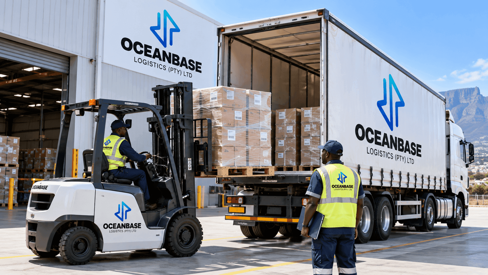 Finished goods leaving a manufacturing plant on pallets