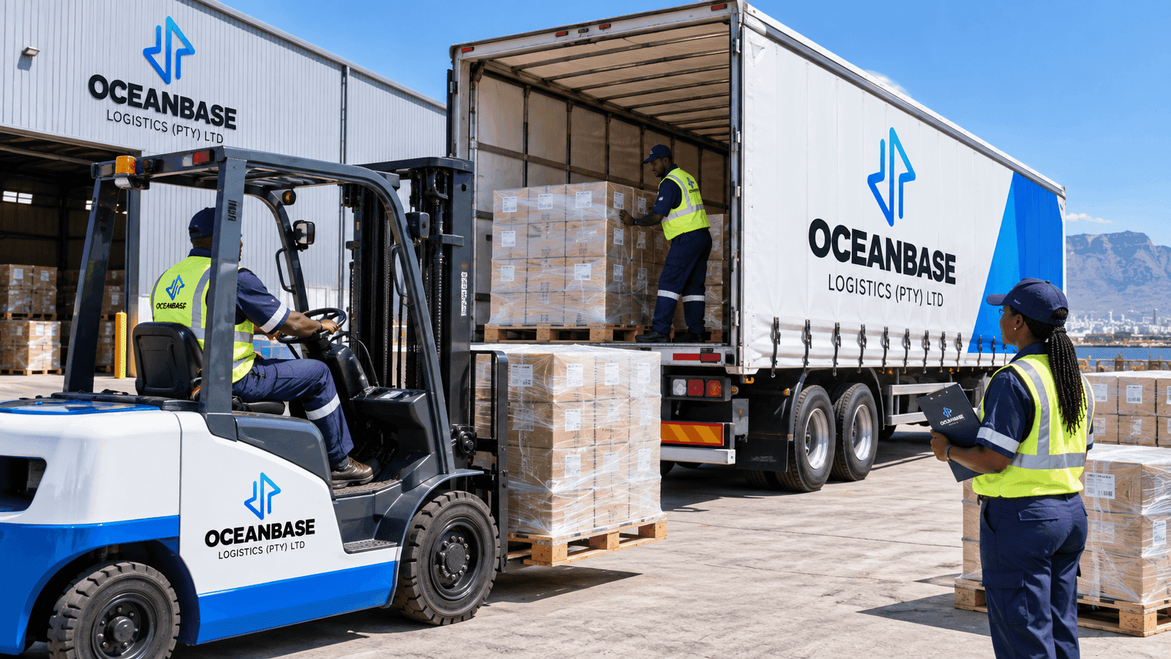 Pallets being staged ahead of loading